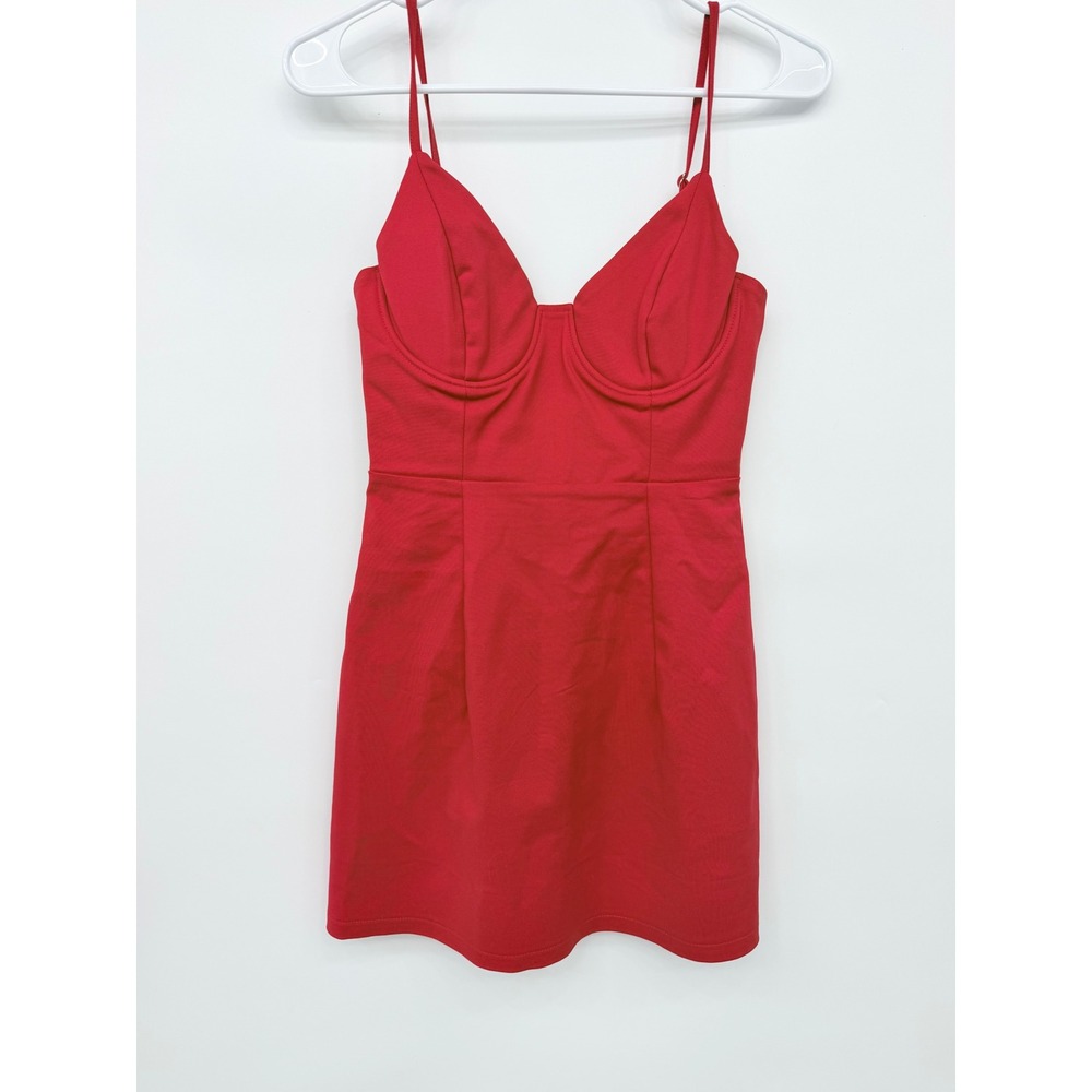 Oh Polly Bustier Mini Dress Bodycon Spaghetti Strap Women Size 8 Red